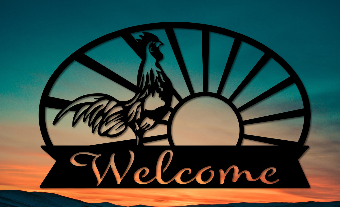 Welcome Rooster Western Ranch Sign - Metal Sign