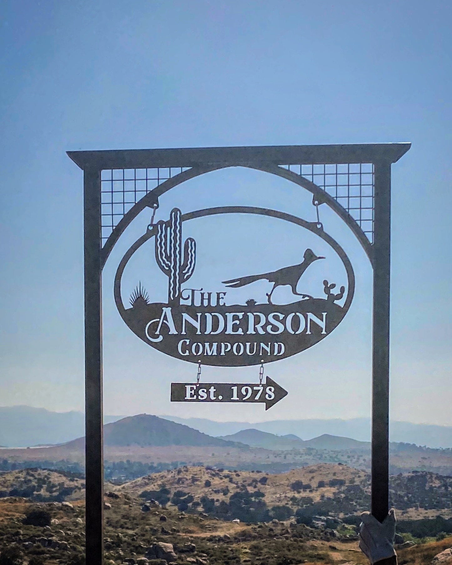 Desert Cactus Roadrunner Ranch Farm Sign - Custom Personalized Metal Sign