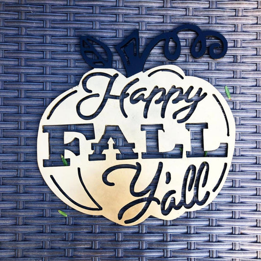 Happy Fall Ya'll Pumpkin Metal Sign