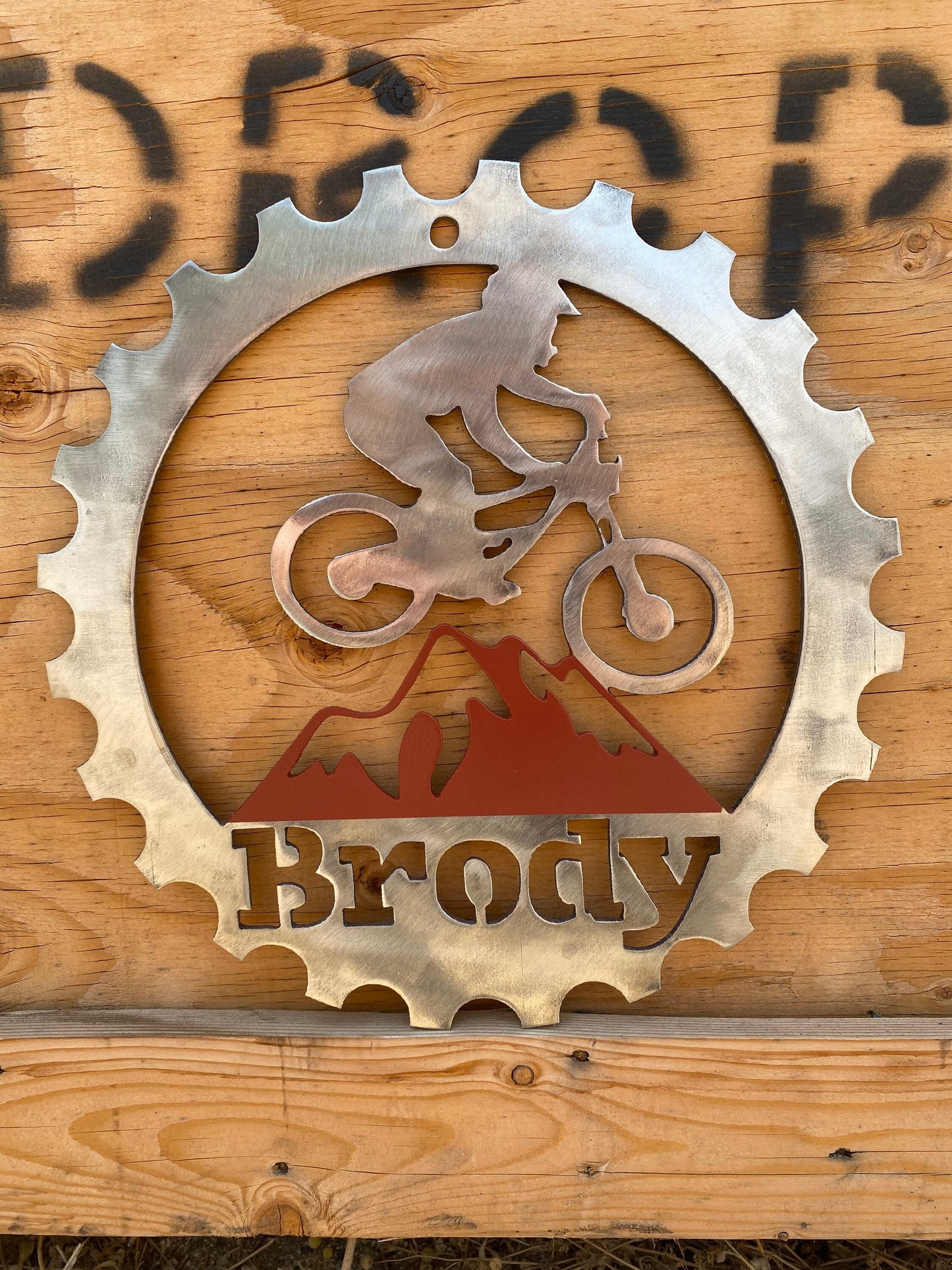 Personalized Metal Name Sign - Mountain Bike