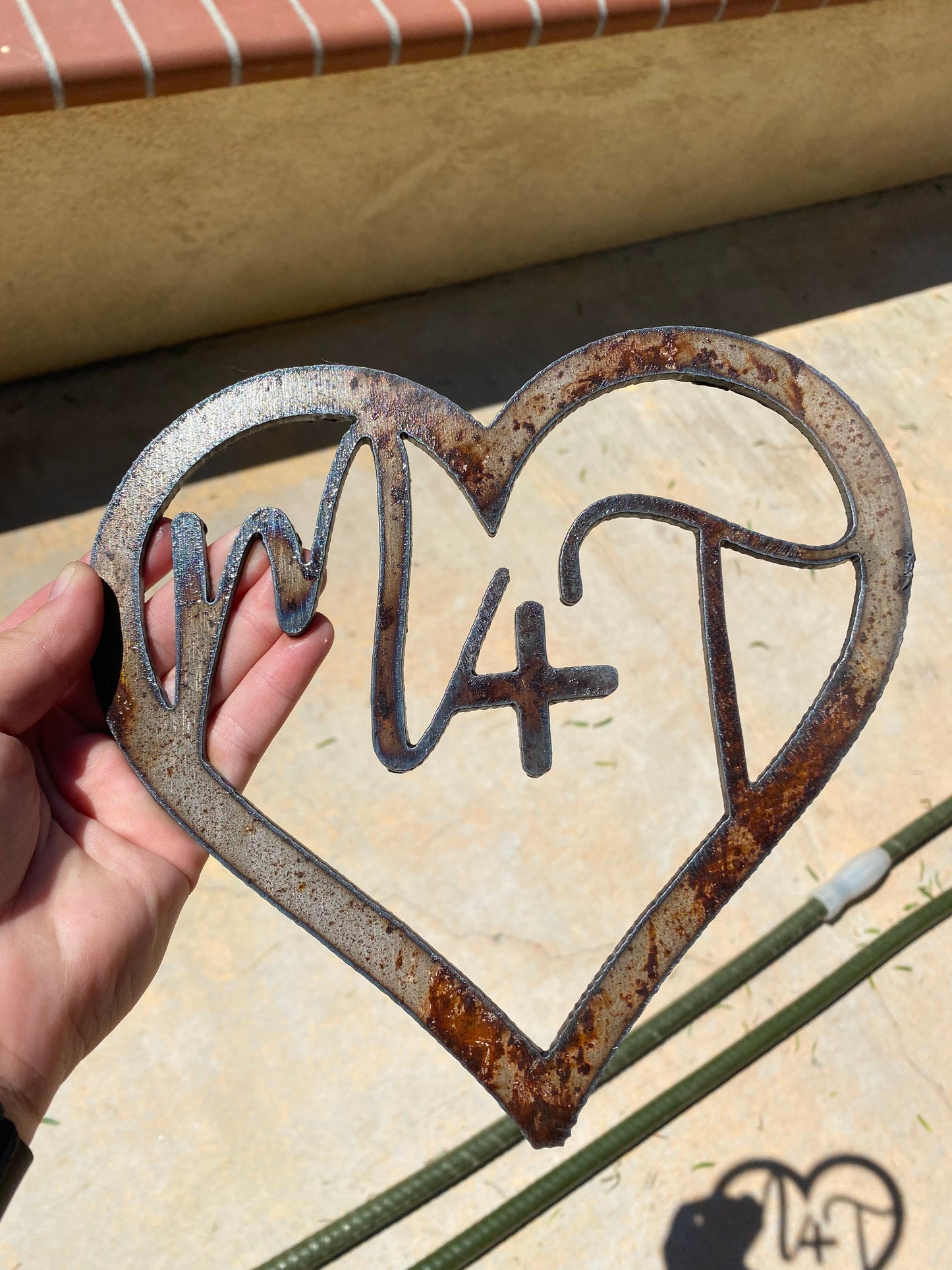 Personalized Letter Initial Metal Heart Sign