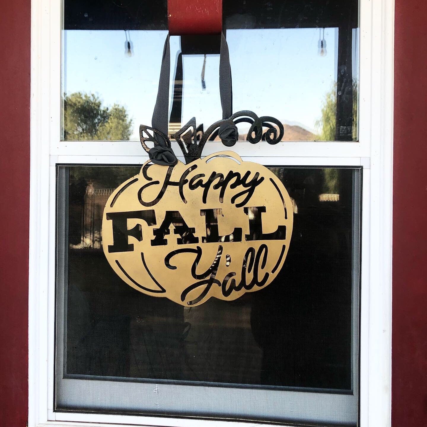 Happy Fall Ya'll Pumpkin Metal Sign