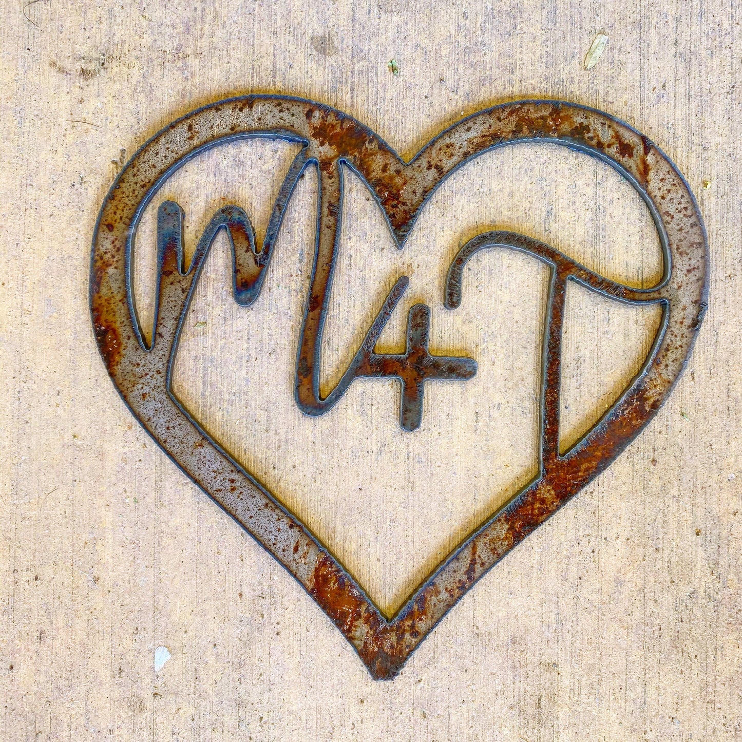 Personalized Letter Initial Metal Heart Sign