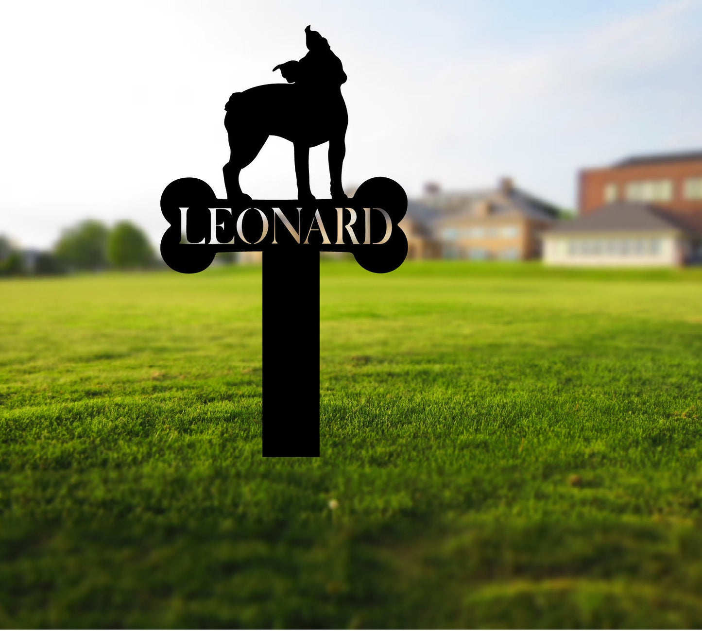 Pet Memorial Cross Gravestone Marker Metal Sign Custom Name and Animal