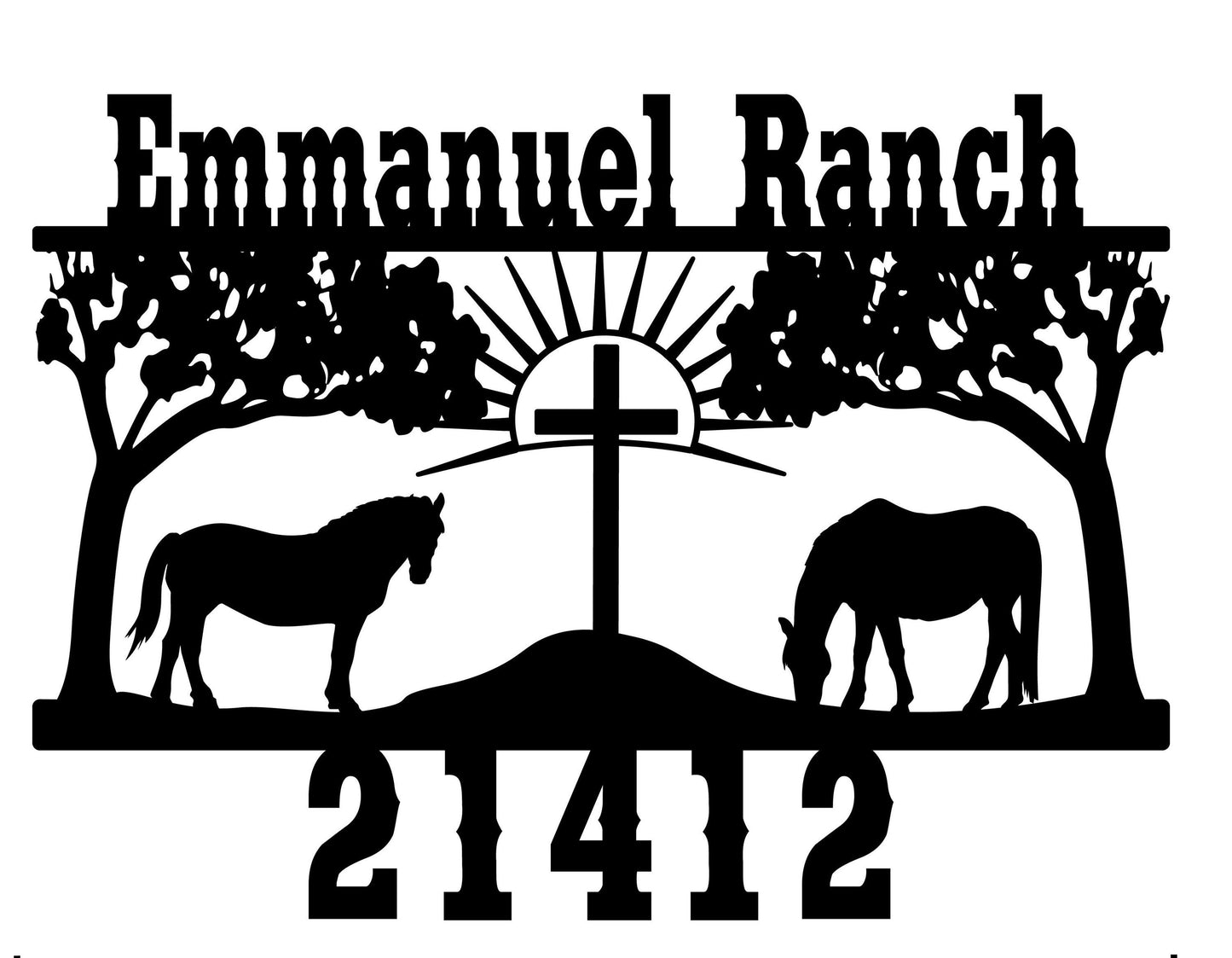 Ranch Horses Cross Metal SIgn