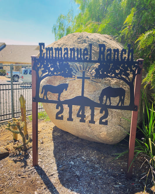 Ranch Horses Cross Metal SIgn