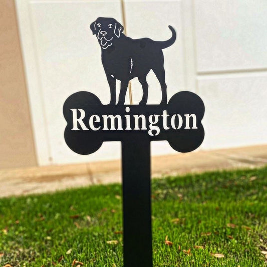 Pet Memorial Cross Gravestone Marker Metal Sign Custom Name and Animal